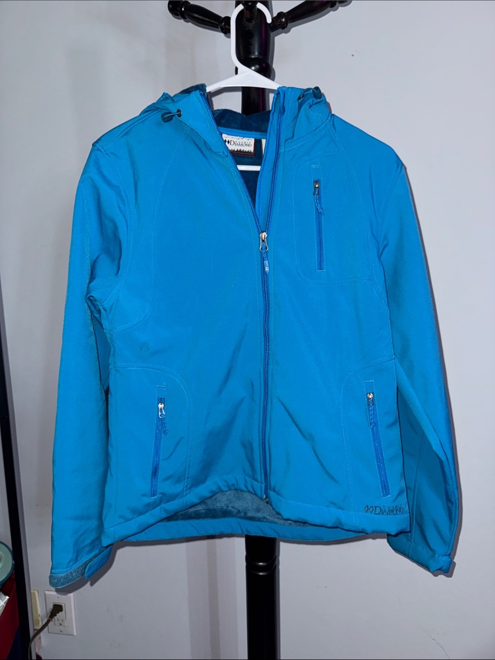 Women's Bright Blue Hooded Ski Softshell Jacket
